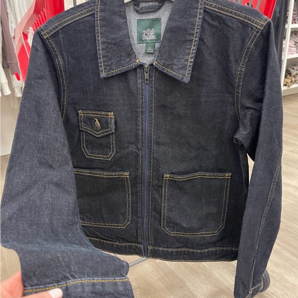 NWT Wild Fable Womens Small Dark Wash Denim Zip-Up Jacket
